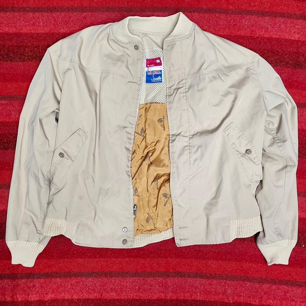 Vintage‎ Bomber Jacket Catalina La Paz  Mens 44  Tan Lightweight Western
